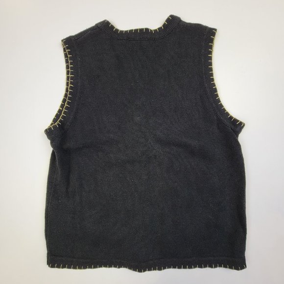 Ugly Christmas Holiday Sweater Vest Embroidered Poinsettia Presents Vintage sz S - Picture 6 of 6